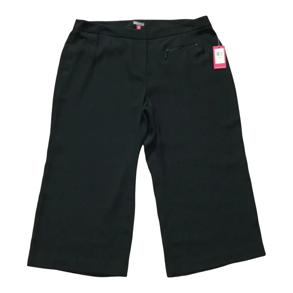 Vince Camuto Womens Pants size 16W new nwt $99 Black Wide Leg Zip Pocket Dress - Picture 1 of 11
